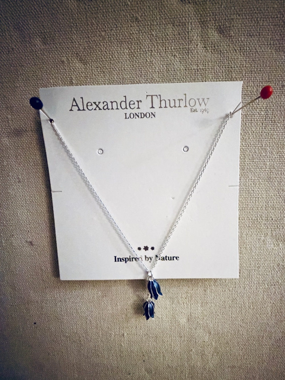Alexander Thurlow “inspired by Nature” Bluebell Flower Pendant NWT.